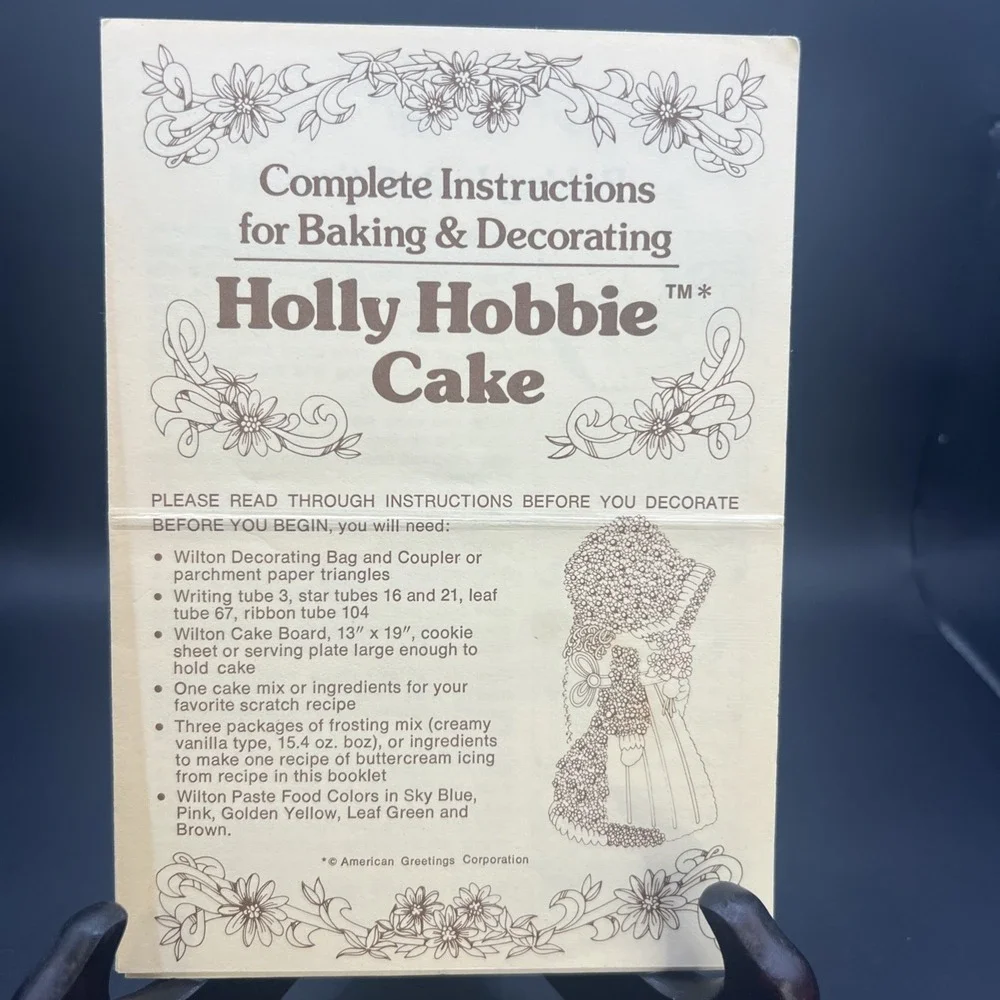 1976 Wilton Complete Instructions Baking Decorating Holly Hobbie Cake Foldout